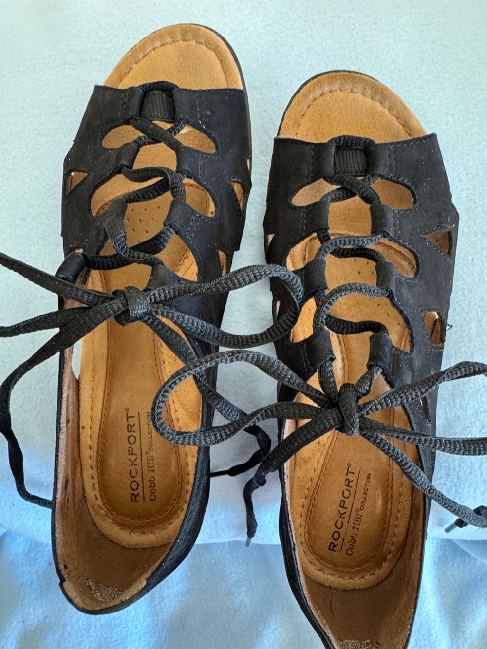Rockport Black Lace-Up Cutout Women's Sandals